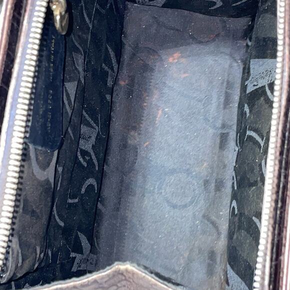 Salvatore Ferragamo Croc Embossed Gancini Shoulder bag Purse Mahogany - Picture 9 of 9